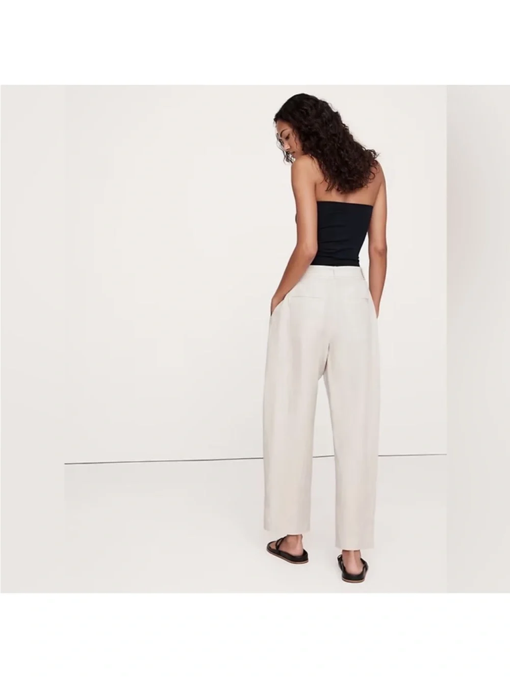 NWT! Banana Republic Cream High-Rise Barrel Tencel-Linen Pant - 713482 🗺️1️⃣